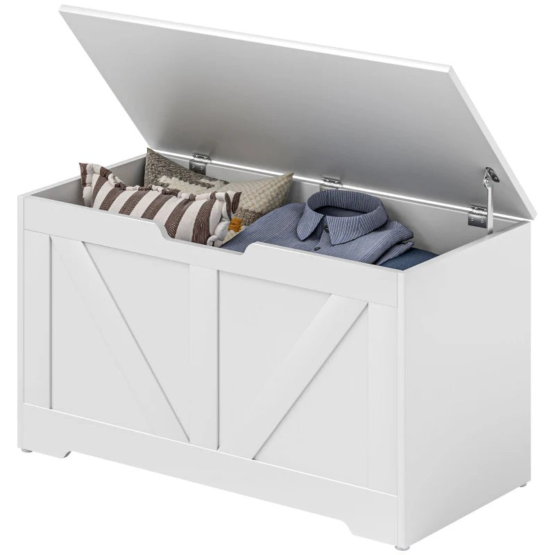 Timber Nest 100L Storage Bench Chest Toy Storage Box  - White Wood Grain