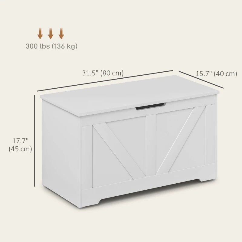 Timber Nest 100L Storage Bench Chest Toy Storage Box  - White Wood Grain