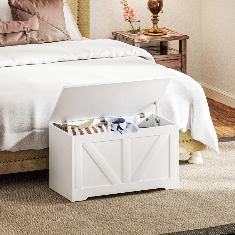 Timber Nest 100L Storage Bench Chest Toy Storage Box  - White Wood Grain