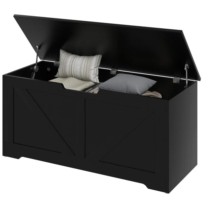 Timber Nest 127L Storage Bench Chest Toy Storage Box  - Black Wood Grain