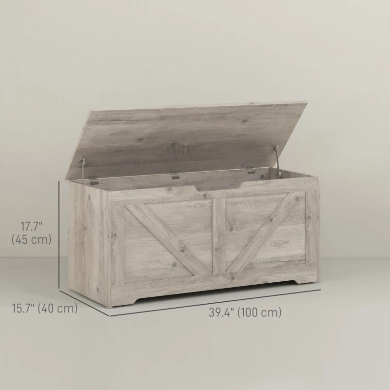 Timber Nest 127L Storage Bench Chest Toy Storage Box  - Grey Wood Grain