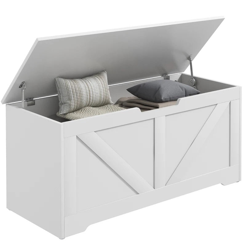 Timber Nest 127L Storage Bench Chest Toy Storage Box  - White Wood Grain