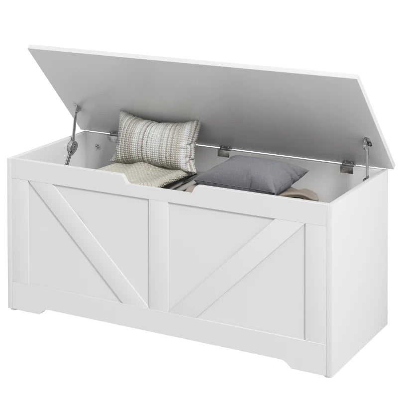 Timber Nest 127L Storage Bench Chest Toy Storage Box  - White Wood Grain