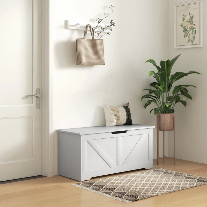 Timber Nest 127L Storage Bench Chest Toy Storage Box  - White Wood Grain