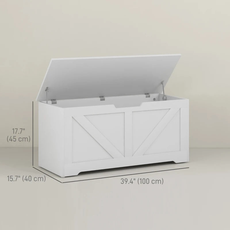 Timber Nest 127L Storage Bench Chest Toy Storage Box  - White Wood Grain