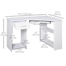 Troy 47" L-Shaped Corner Desk with CPU Stand, Shelves, Drawer and Slide-Out Keyboard