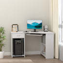 Troy 47" L-Shaped Corner Desk with CPU Stand, Shelves, Drawer and Slide-Out Keyboard