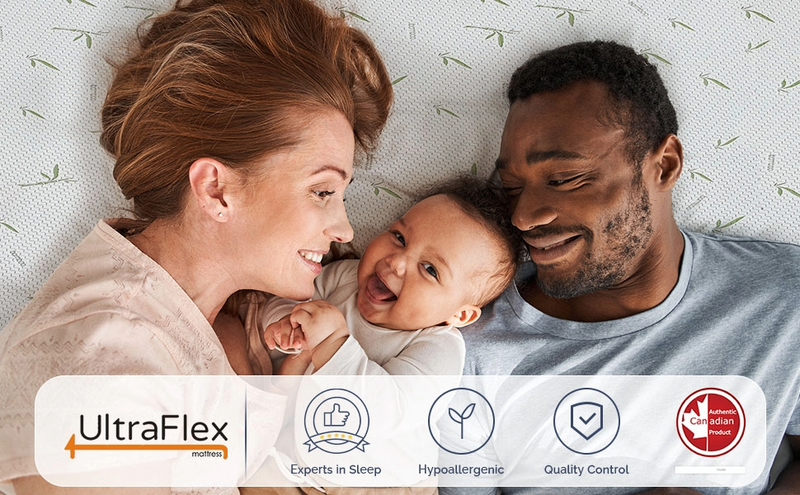UltraFlex EasySleep- Canadian-Made Medium Firm Gel Infused Reversible Comfort With Pressure Relief, Cooling Technology, Bamboo Cover, CertiPUR-US® Certified Foam Eco-Friendly Mattress (Made in Canada)