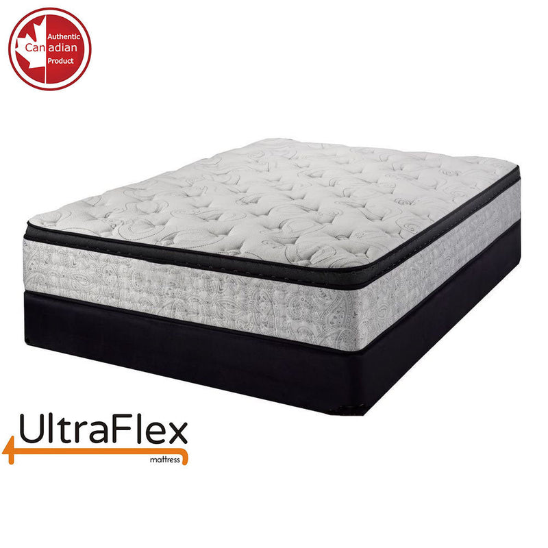 UltraFlex OASIS- 12” Hybrid Orthopedic Eurotop, Spinal Care Pocket Coil, Premium High Density Foam Encased, Pressure Relieving Comfort Foam and HDcoil Pocketed, Eco-Friendly Mattress (Made in Canada) With WaterProof Mattress Protector
