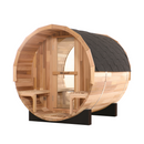 Blisspod, Prague, Canadian Red Cedar Outdoor Steam Barrel Sauna, 2-4 / 4-6 persons with Full Glass Back & 2 front Porch seats