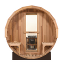 Blisspod, Prague, Canadian Red Cedar Outdoor Steam Barrel Sauna, 2-4 / 4-6 persons with Full Glass Back & 2 front Porch seats