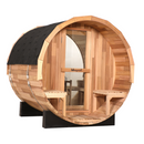 Blisspod, Prague, Canadian Red Cedar Outdoor Steam Barrel Sauna, 2-4 / 4-6 persons with Full Glass Back & 2 front Porch seats