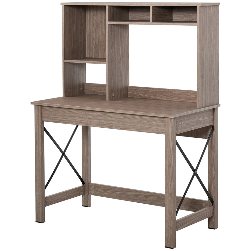 Varden Bay Computer Desk with Hutch and Shelf Storage - Brown