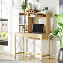 Varden Bay Computer Desk with Hutch and Shelf Storage - Natural Oak