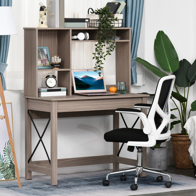 Varden Bay Computer Desk with Hutch and Shelf Storage - Brown