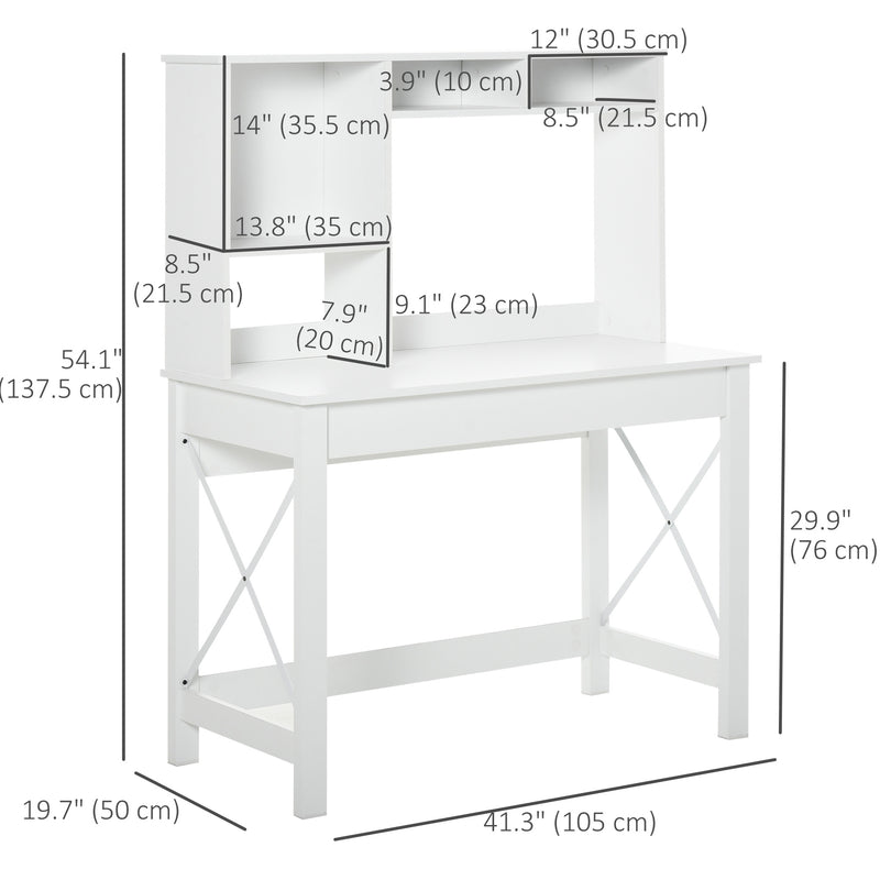 Varden Bay Computer Desk with Hutch and Shelf Storage - White