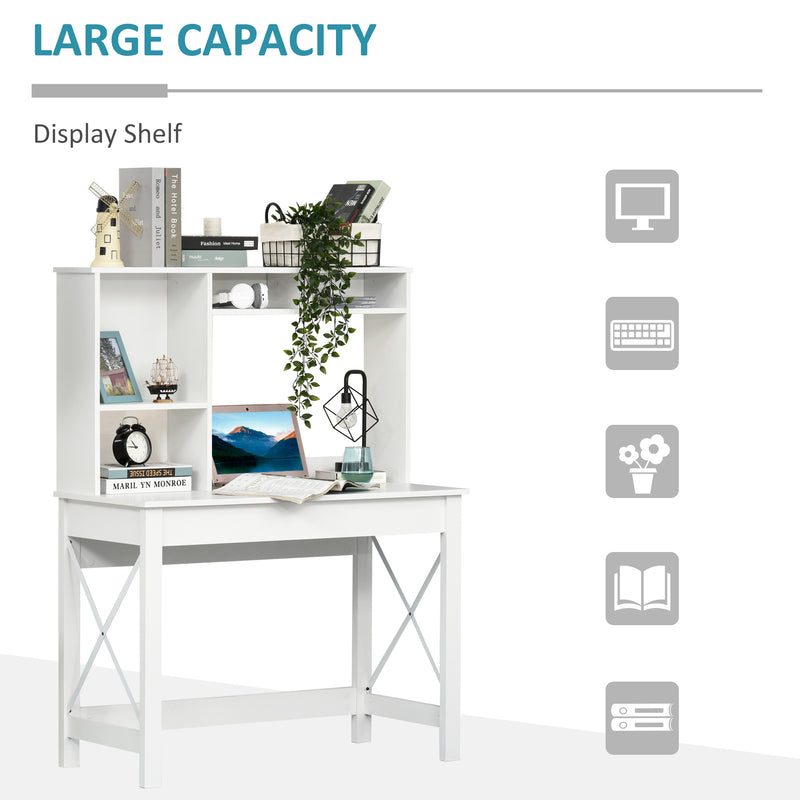 Varden Bay Computer Desk with Hutch and Shelf Storage - White