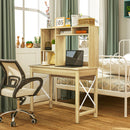 Varden Bay Computer Desk with Hutch and Shelf Storage - Natural Oak