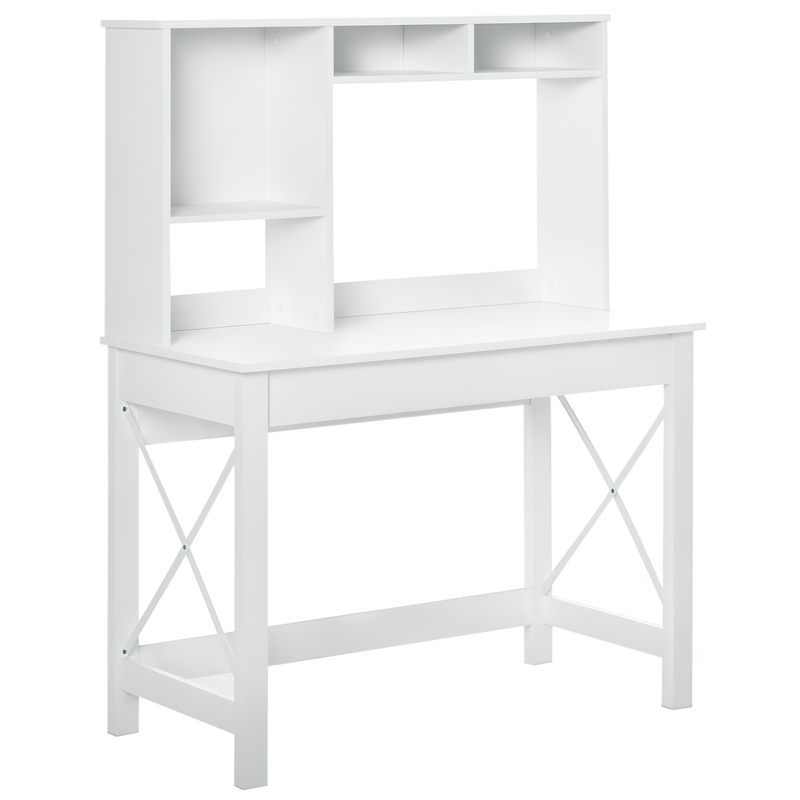 Varden Bay Computer Desk with Hutch and Shelf Storage - White