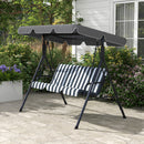 Verdana 3 Seater Patio Swing for Porch or Backyard with Adjustable Canopy, Grey and White Stripes