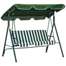 Verdana 3 Seater Patio Swing for Porch or Backyard with Adjustable Canopy, Green and White Stripes (Copy)