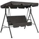 Verdana 3 Seater Patio Swing for Porch or Backyard with Adjustable Canopy, Black