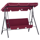 Verdana 3 Seater Patio Swing for Porch or Backyard with Adjustable Canopy, Wine Red