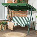 Verdana 3 Seater Patio Swing for Porch or Backyard with Adjustable Canopy, Green and White Stripes (Copy)