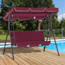 Verdana 3 Seater Patio Swing for Porch or Backyard with Adjustable Canopy, Wine Red