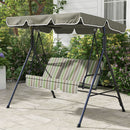 Verdana 3 Seater Patio Swing for Porch or Backyard with Adjustable Canopy, Green and Brown Stripes