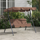Verdana 3 Seater Patio Swing for Porch or Backyard with Adjustable Canopy, Brown