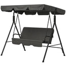 Verdana 3 Seater Patio Swing for Porch or Backyard with Adjustable Canopy, Black