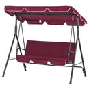 Verdana 3 Seater Patio Swing for Porch or Backyard with Adjustable Canopy, Wine Red