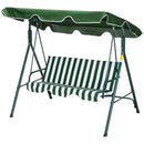 Verdana 3 Seater Patio Swing for Porch or Backyard with Adjustable Canopy, Green and White Stripes (Copy)