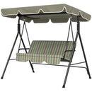 Verdana 3 Seater Patio Swing for Porch or Backyard with Adjustable Canopy, Green and Brown Stripes