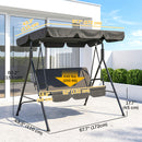 Verdana 3 Seater Patio Swing for Porch or Backyard with Adjustable Canopy, Black