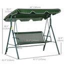 Verdana 3 Seater Patio Swing for Porch or Backyard with Adjustable Canopy, Green and White Stripes (Copy)