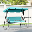 Verdana 3 Seater Patio Swing for Porch or Backyard with Adjustable Canopy, Teal