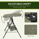 Verdana 3 Seater Patio Swing for Porch or Backyard with Adjustable Canopy, Green and Brown Stripes