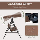 Verdana 3 Seater Patio Swing for Porch or Backyard with Adjustable Canopy, Brown