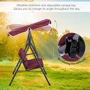 Verdana 3 Seater Patio Swing for Porch or Backyard with Adjustable Canopy, Wine Red
