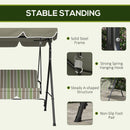 Verdana 3 Seater Patio Swing for Porch or Backyard with Adjustable Canopy, Green and Brown Stripes