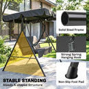 Verdana 3 Seater Patio Swing for Porch or Backyard with Adjustable Canopy, Black