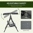 Verdana 3 Seater Patio Swing for Porch or Backyard with Adjustable Canopy, Grey and White Stripes