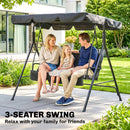 Verdana 3 Seater Patio Swing for Porch or Backyard with Adjustable Canopy, Black