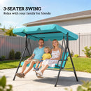 Verdana 3 Seater Patio Swing for Porch or Backyard with Adjustable Canopy, Teal