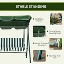 Verdana 3 Seater Patio Swing for Porch or Backyard with Adjustable Canopy, Green and White Stripes (Copy)