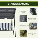 Verdana 3 Seater Patio Swing for Porch or Backyard with Adjustable Canopy, Grey and White Stripes
