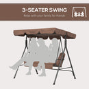 Verdana 3 Seater Patio Swing for Porch or Backyard with Adjustable Canopy, Brown