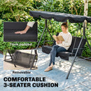 Verdana 3 Seater Patio Swing for Porch or Backyard with Adjustable Canopy, Black